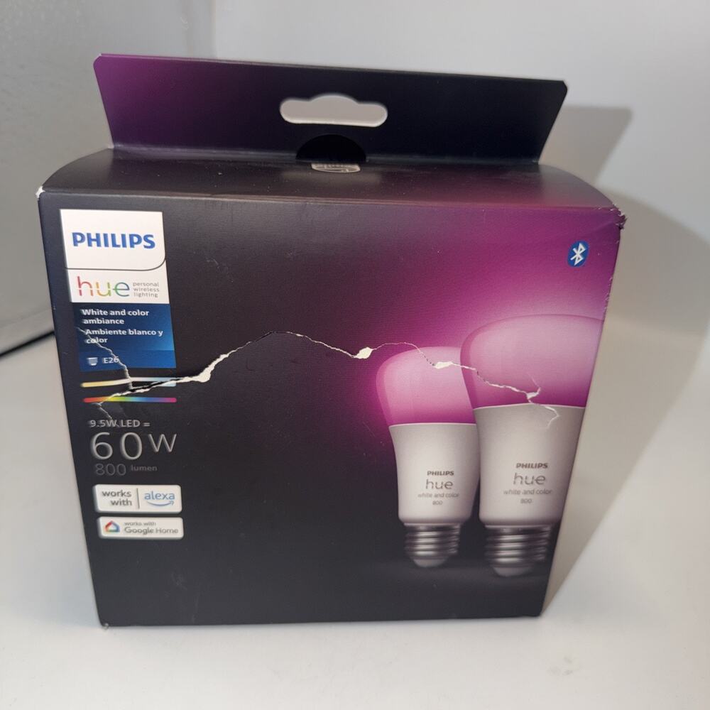 Philips Hue 548610 CFH Smart Light A19 Bulbs - 60W, Multicolor, Pack of 2